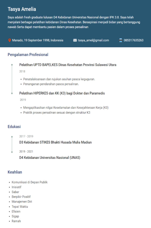 Contoh Cv Bidan Yang Menarik Dan Benar Beserta Tips Membuatnya