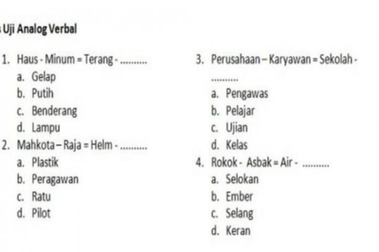 Kumpulan Soal Psikotes Seleksi Kerja Sering Muncul, Lengkap dengan Jawaban!