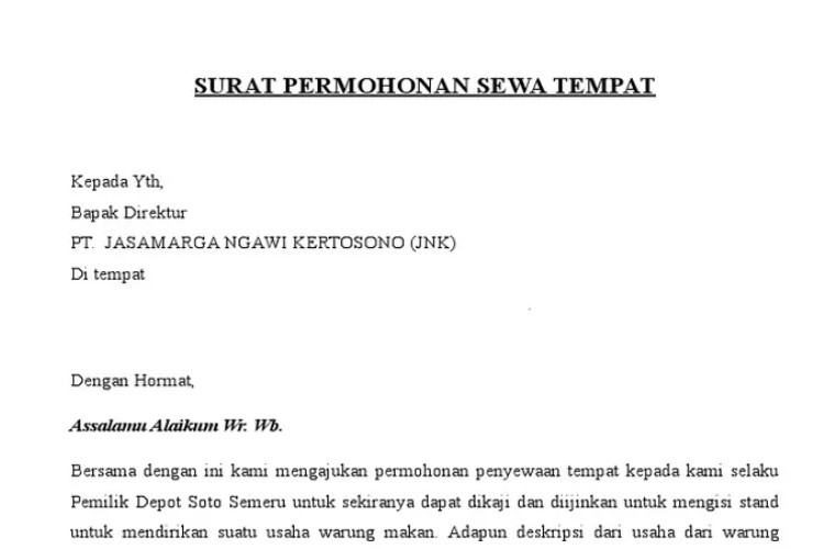 Link Template Contoh Surat Permohonan Sewa Tempat Untuk Usaha, Langsung Edit dan Print Buat Buka Bisnis 