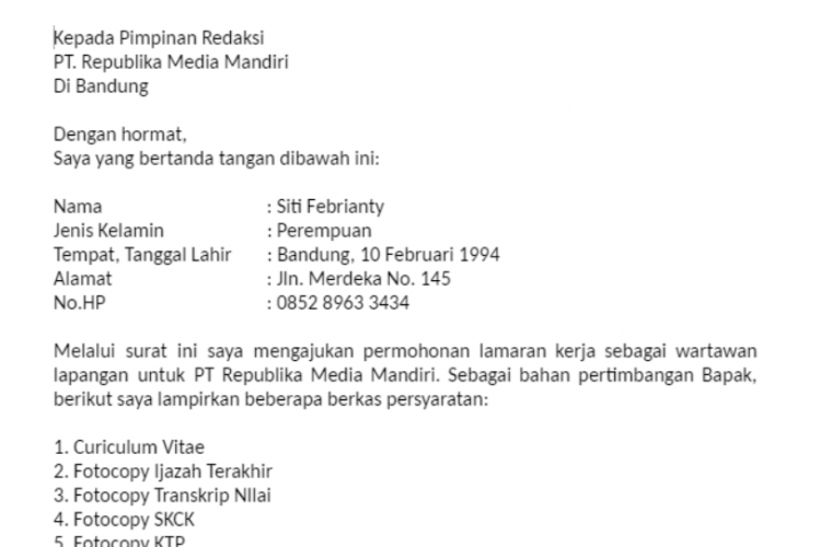 Contoh Surat Lamaran Kerja di Laundry Terbaru, Bisa Dicontoh Sebagai