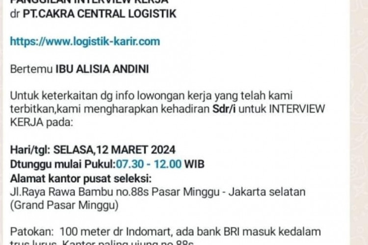 PT Cakra Central Logistik Penipuan Loker atau Bukan? Review Lengkapnya Harus Kamu Ketahui Dahulu!