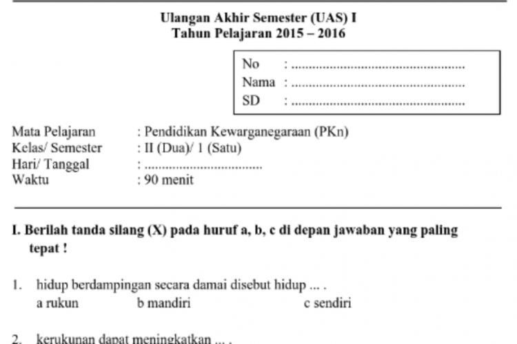 Contoh Soal PAT Matematika Jenjang SD MI Kelas 2 Semester 2 Terlengkap, Disertai dengan Kunci Jawaban