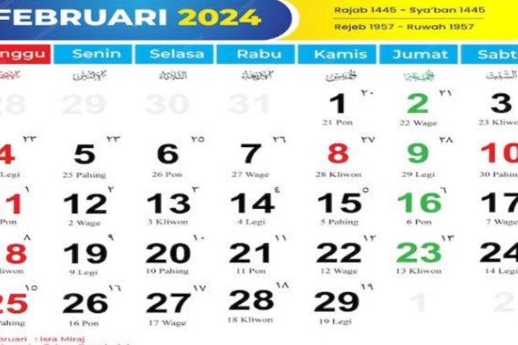 Hari Baik Bulan Februari 2024 Sesuai Kalender Jawa dan Weton, Gunakan Keberuntunganmu Dihari Berikut!