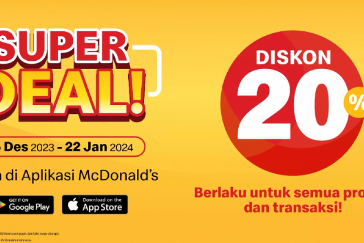 Promo McDonald’s 16-17 Januari 2024, Dapatkan Super Deal 20% Untuk Semua Pembelian!