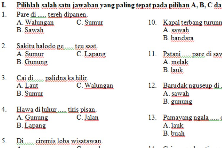Kunci Jawaban Soal Bahasa Sunda Kelas 3 SD/MI Halaman 40 Kurikulum Merdeka Soal Isian, Cek di Sini 