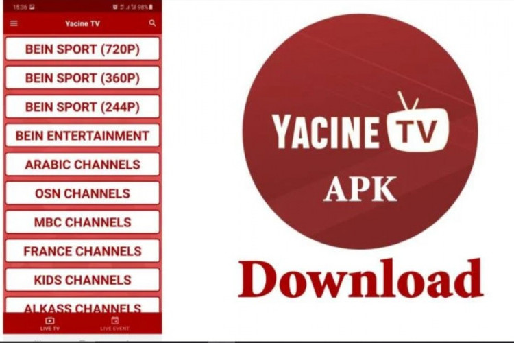 Download Yacine TV APK Mod Versi Terbaru 2024, Streaming Bola Kapanpun Gratis dan Mudah! 