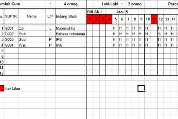 Download Contoh Absensi Guru Datang dan Pulang Format Doc Word/PDF, Tinggal Edit Langsung Print Out!