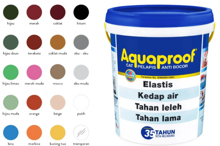 Daftar Katalog Warna Cat Aquaproof Terbaru 2023, Beserta Keunggulan: Cat Pelapis Anti Bocor