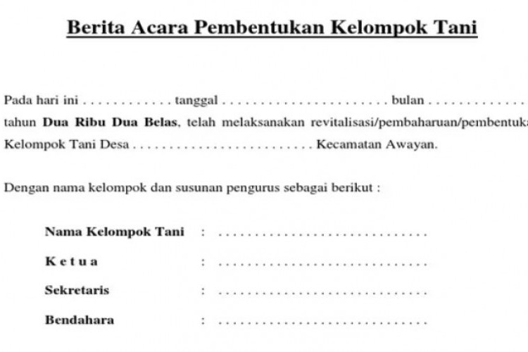 Contoh Berita Acara Pembentukan Kelompok Tani, Bisa Dijadikan Referensi yang Baik