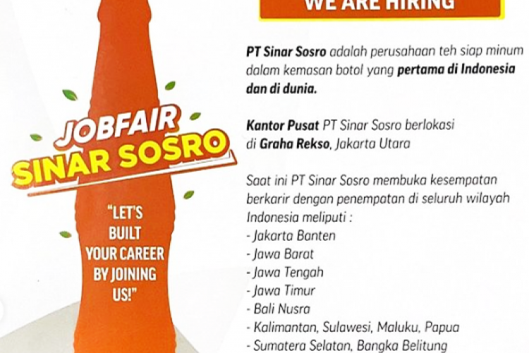 Info LOKER PT Sinar Sosro Semua Wilayah November 2023, Catat Posisi yang Tersedia Hingga Persyaratannya!