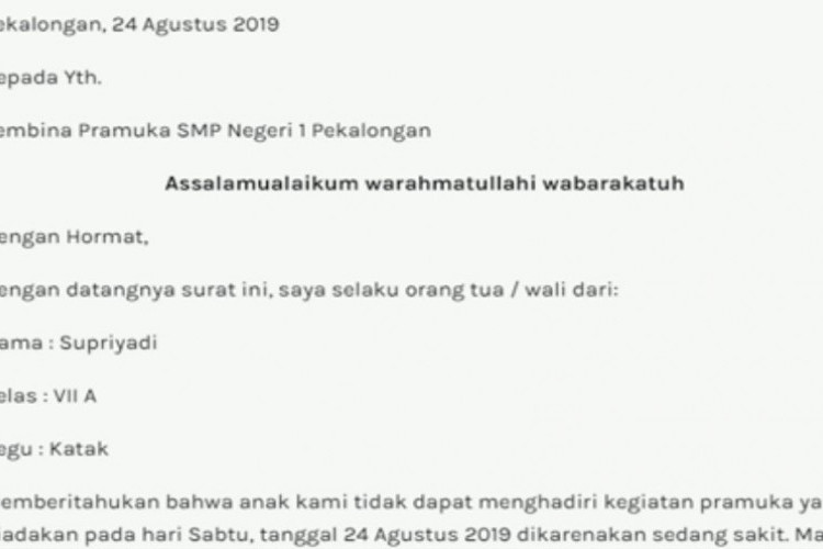 Cara Membuat Surat Izin Tidak Masuk Untuk Ekstrakurikuler, Banyak Poin Yang Wajib Dicantumkan!