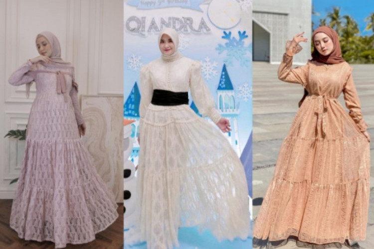 Model Baju Gamis Brokat Ibu-Ibu Modern 2023, Sesuaikan Dengan Bentuk Tubuh Ya!