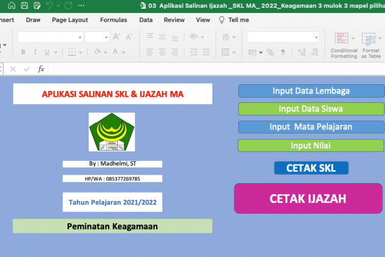 Aplikasi Rekap Nilai Ijazah Sdmi Terbaru Bisa Diolah Dan Langsung Cetak Mudah Digunakan 6533